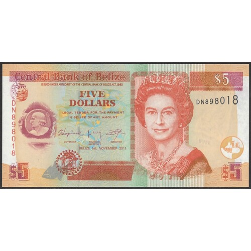 Belize 2011 Five Dollars Banknote P67e Unc