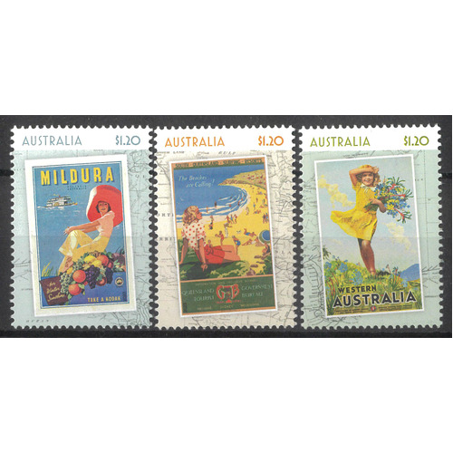 Australia 2023 The Golden Age of Travel Posters Set of 3 Stamps MUH