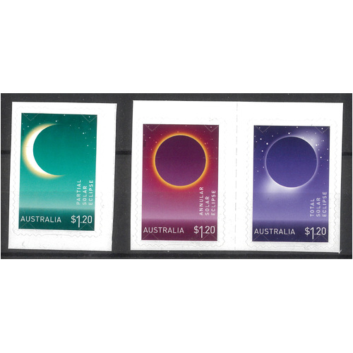 Australia 2023 Solar Eclipses Set of 3 Self-adhesive Stamps ex booklet MUH