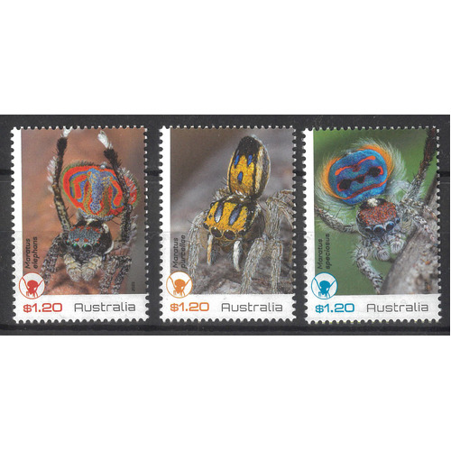 Australia 2023 Peacock Spiders Set of 3 Stamps MUH