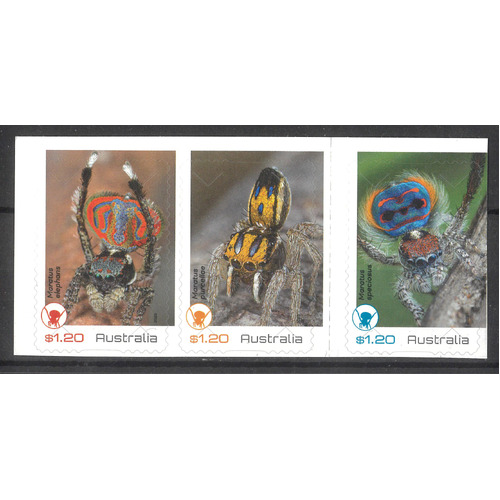 Australia 2023 Peacock Spiders Set of 3 Self-adhesive Stamps ex booklet MUH