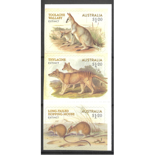 Australia 2023 Extinct Mammals Set of 3 Self-adhesive Stamps ex booklet MUH