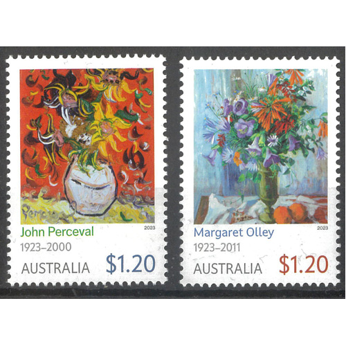 Australia 2023 Still-life Paintings Margaret Olley and John Perceval Set of 2 Stamps MUH