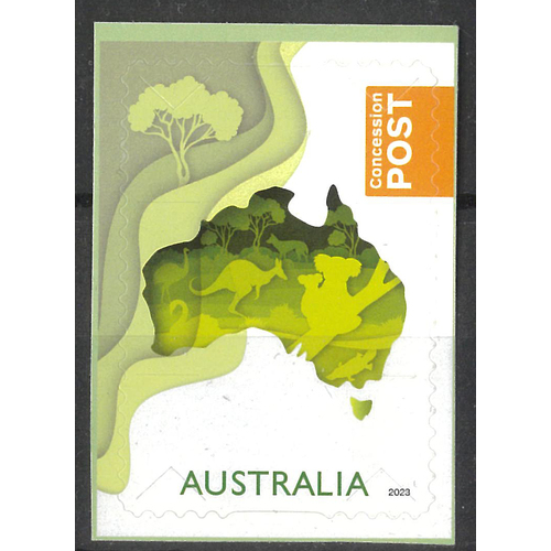 Australia 2023 Concession Post/Map & Animals Self-adhesive Stamp MUH