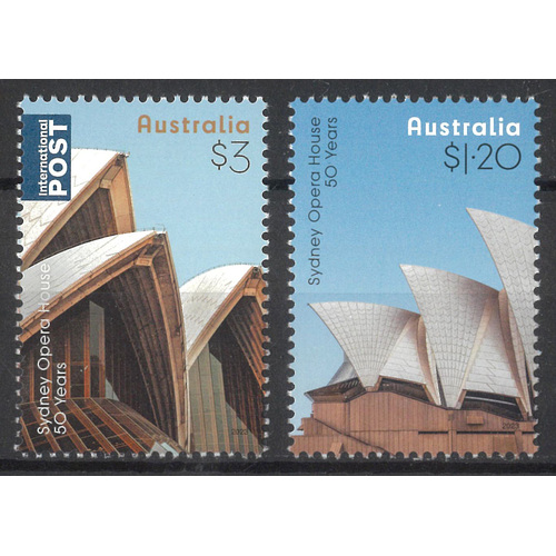 Australia 2023 Sydney Opera House: 50 Years Set of 2 Stamps MUH