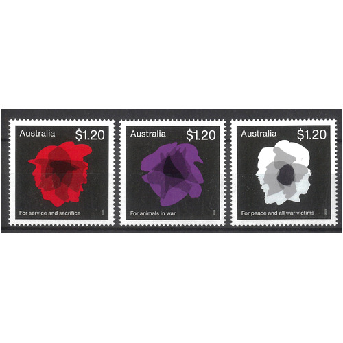 Australia 2023 Poppies of Remembrance Set of 3 Stamps MUH