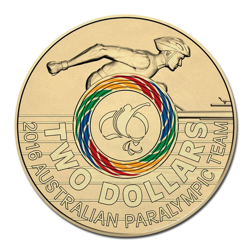 Australia 2016 Paralympic Team $2 Dollars Coloured UNC Coin Loose 