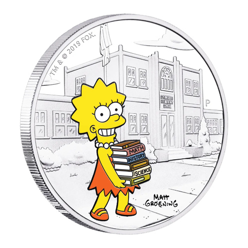 2019 The Simpsons Lisa - Tuvalu $1 Coloured 1oz Silver Proof Perth Mint Coin