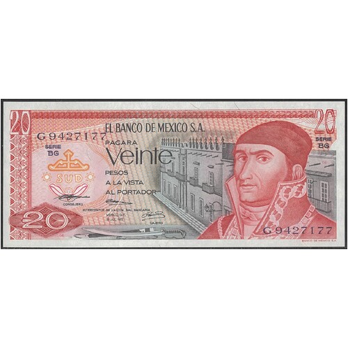 Mexico 1973 Twenty Pesos Banknote P64b Unc