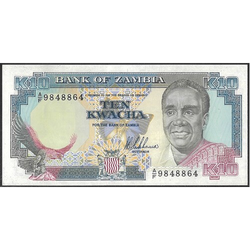 Zambia 1989-91 Ten Kwacha Banknote P31a Unc