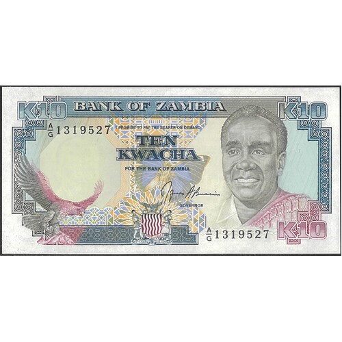 Zambia 1989-91 Ten Kwacha Banknote P31b Unc