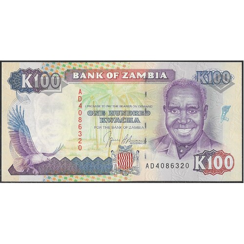 Zambia 1991 One Hundred Kwacha Banknote P34 Unc