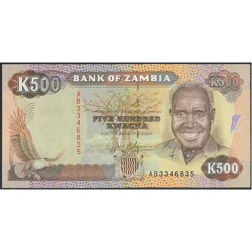 Zambia 1991 Five Hundred Kwacha Banknote P35 Unc