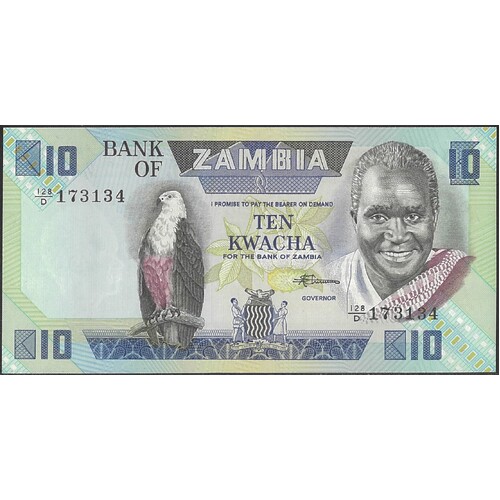 Zambia 1980-88 Ten Kwacha Banknote P26e Unc