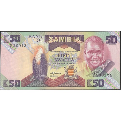 Zambia 1986-88 Fifty Kwacha Banknote P28 Unc