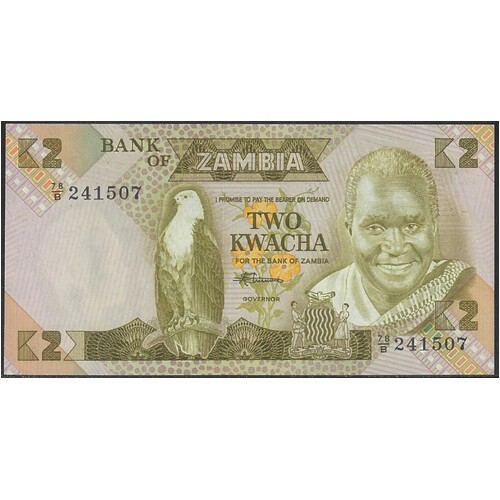 Zambia 1980-88 Two Kwacha Banknote P24c Unc