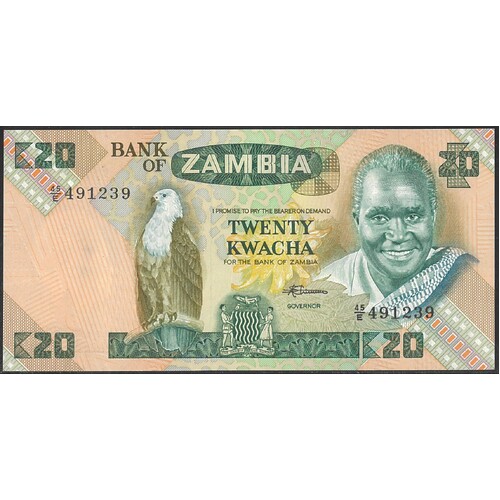 Zambia 1980-88 Twenty Kwacha Banknote P27e Unc