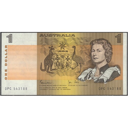 Australia 1982 $1 Banknote Johnston/Stone R78 EF Guillotine Error #a4