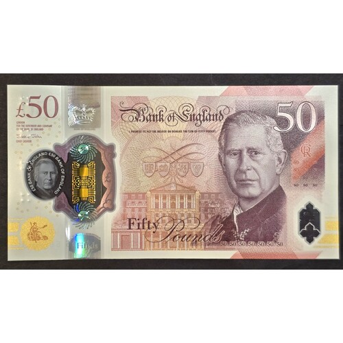 UK 2024 First King Charles III £50 New Polymer Banknote UNC