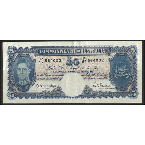 Commonwealth of Australia 1941 £5 Banknote Armitage/Mcfarlane R46 VF #P53