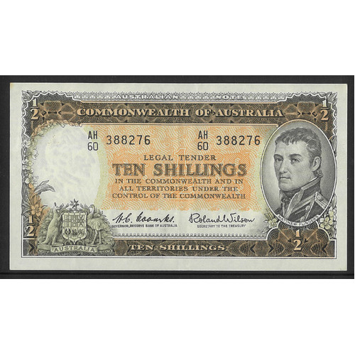 Commonwealth of Australia 1954 Ten Shillings Banknote Coombs/Wilson R16 VF+ #P67