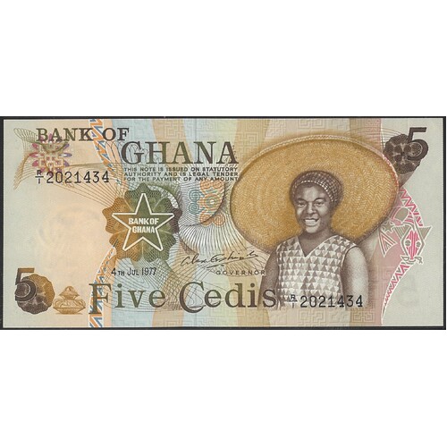 Ghana 1977 Five Cedis Banknote P15b Unc