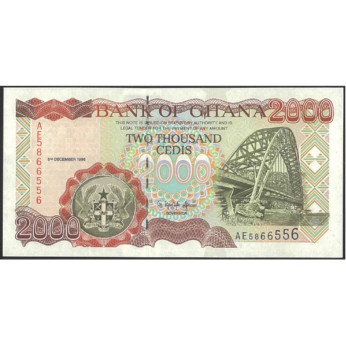 Ghana 1996 Two Thousand Cedis Banknote P33 Unc