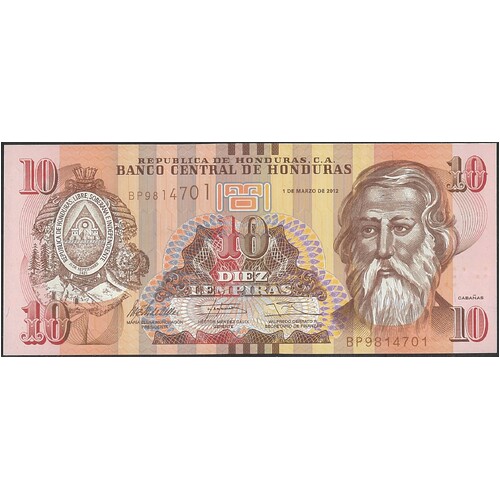 Honduras 2012 Ten Lempiras Banknote P99a Unc