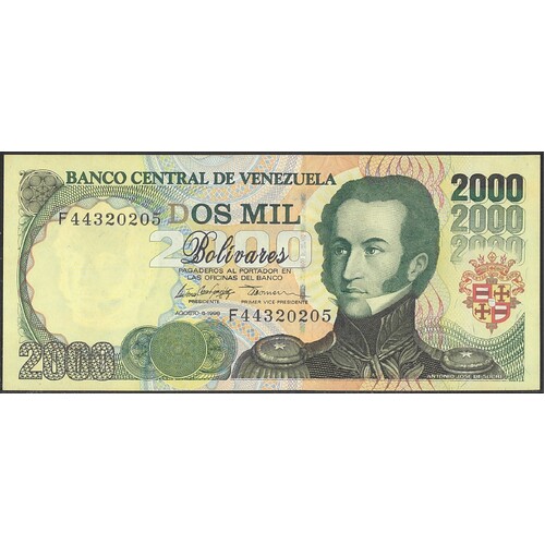 Venezuela 1998 Two Thousand Bolivares Banknote P77c Unc