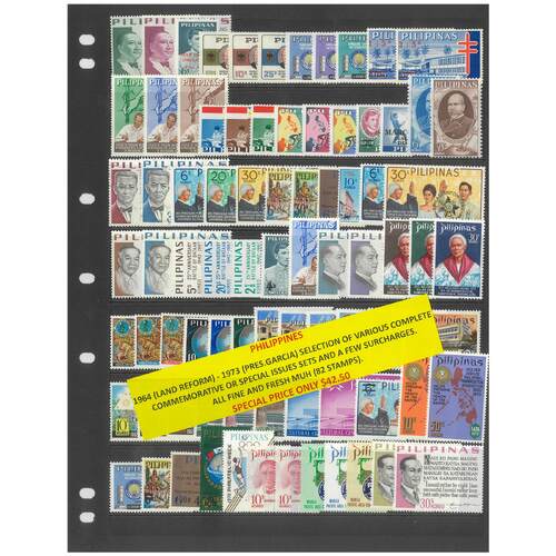 Philippines 1964-73 Selection of Commemorative Sets & a few Surcharges 82 Stamps MUH #284