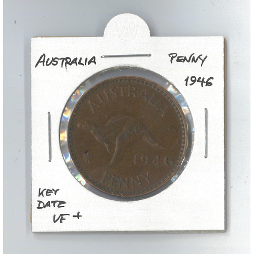 Australia 1946 Penny - Low Mintage VF+ Condition