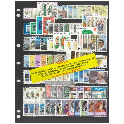 Ascension 1979-86 Selection of 23 Commemorative Sets 95 Stamps & 4 Mini Sheets MUH #468