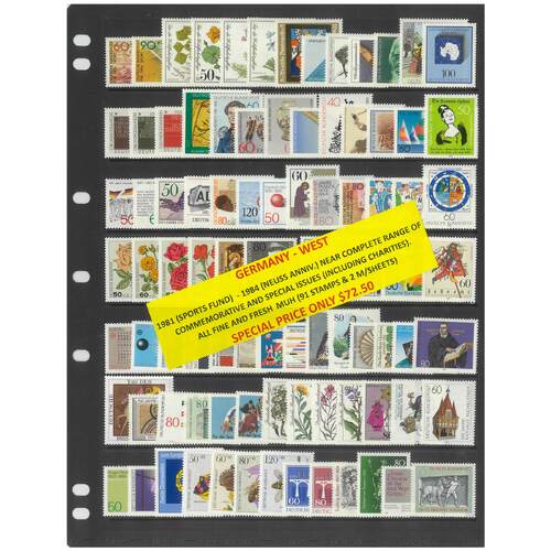 Germany West 1981-84 Near Complete Range of Commemorative Sets 91 Stamps & 2 Mini Sheets MUH #427