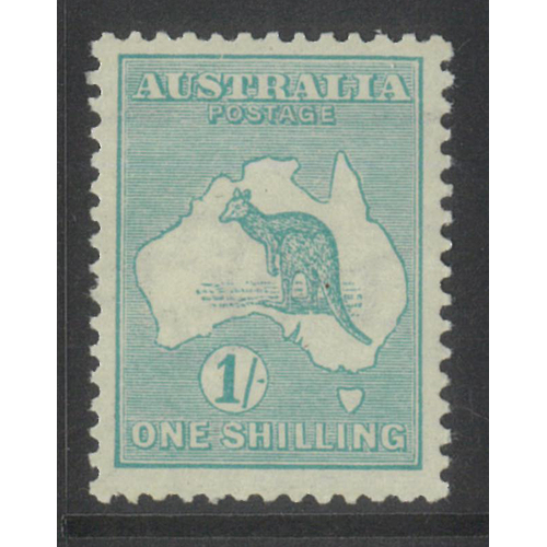 Australia Kangaroo 3rd WMK Sideways 1/- Stamp Pale Blue-Green Die IIB MUH #AU52