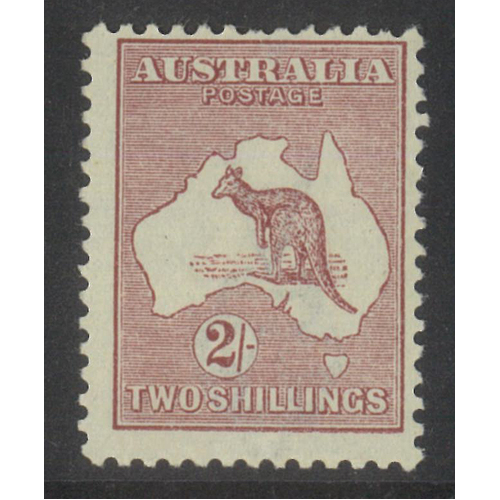 Australia Kangaroo 3rd WMK Inverted 2/- Stamp Maroon Very Scarce MUH #AU52