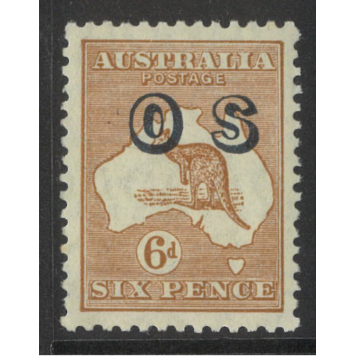 Australia Kangaroo Small Multi WMK 6d Stamp Chestnut ovpt OS SG O127 MUH #AU53