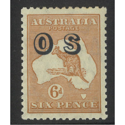 Australia Kangaroo CofA WMK 6d Stamp Chestnut ovpt OS SG O133 MUH #AU53