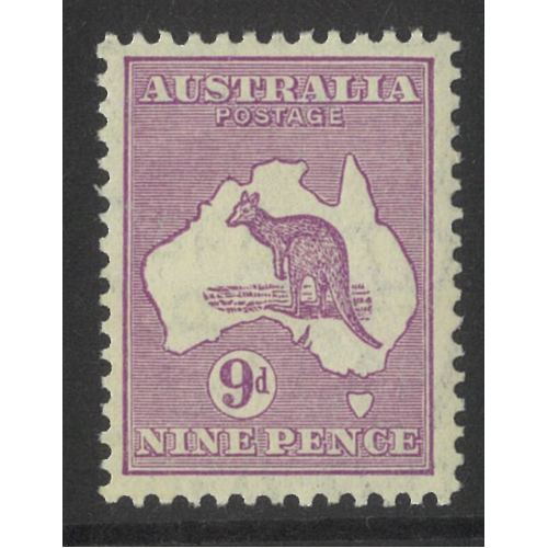 Australia Kangaroo CofA WMK 9d Stamp Violet SG133 MUH #AU53