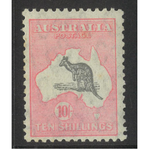 Australia Kangaroo CofA WMK 10/- Stamp Grey/Aniline Pink SG136 BW50D MUH #AU53