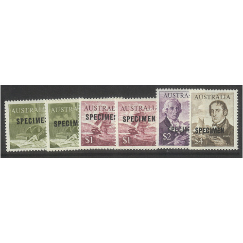 Australia 1966 Navigators Specimen Set/6 Stamps with both size ovpts MUH#AU53