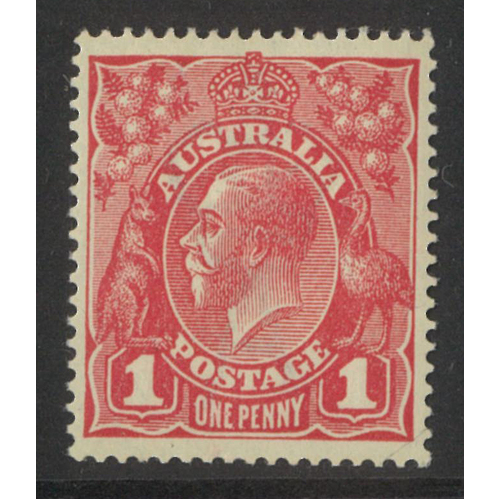 Australia KGV Single Crown WMK 1d Stamp Red Die I SG21 MUH #AU54