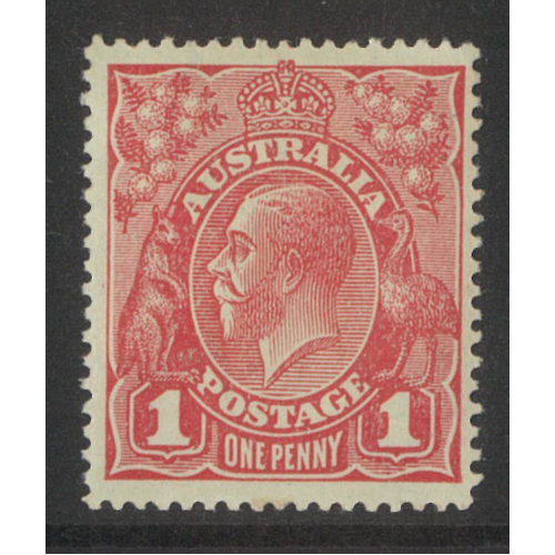 Australia KGV Single Crown WMK 1d Stamp Red Die II SG21d MUH #AU54