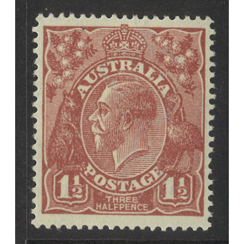 Australia KGV Single Crown WMK 1½d Stamp Russet-Brown SG59 BW85D MUH #AU54