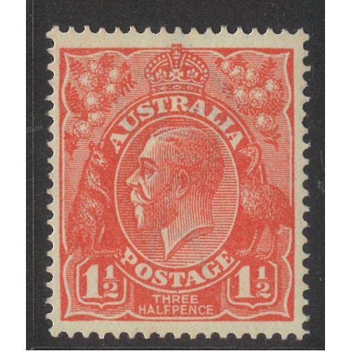 Australia KGV Single Crown WMK 1½d Stamp Scarlet SG77 MUH #AU54