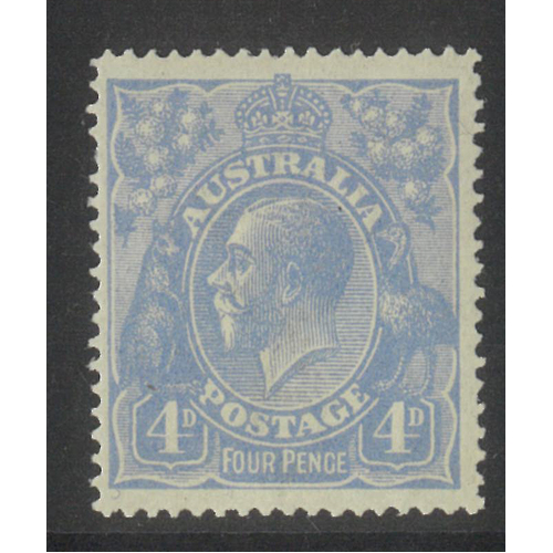 Australia KGV Single Crown WMK 4d Dull Blue SG65 BW112C MUH #AU54