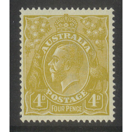 Australia KGV Single Crown WMK 4d Greenish Olive SG80a BW114B MUH #AU54