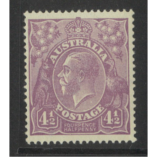 Australia KGV Single Crown WMK 4½d Dull Violet SG81 MUH #AU55