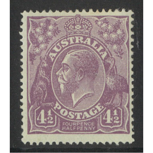 Australia KGV Single Crown WMK 4½d Reddish Violet SG81 BW118E MLH #AU55