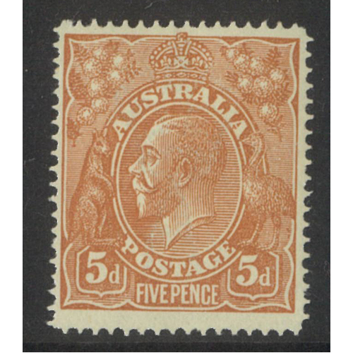 Australia KGV Single Crown WMK 5d Chestnut SG23ba BW122A MUH #AU55