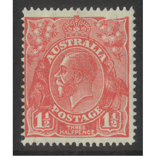 Australia KGV Small Multi WMK P14 1½d Stamp Rose Red Plate 2 Variety MLH #AU55